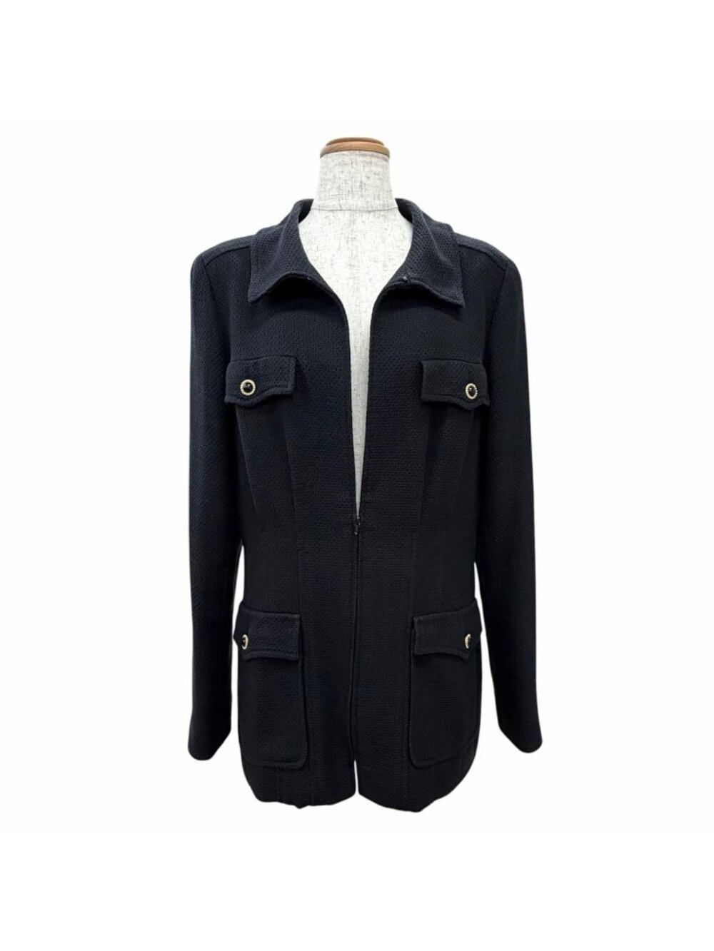 Chanel Vintage 02P CC Logo Pearl Button Skipper Design Tweed Jacket 44